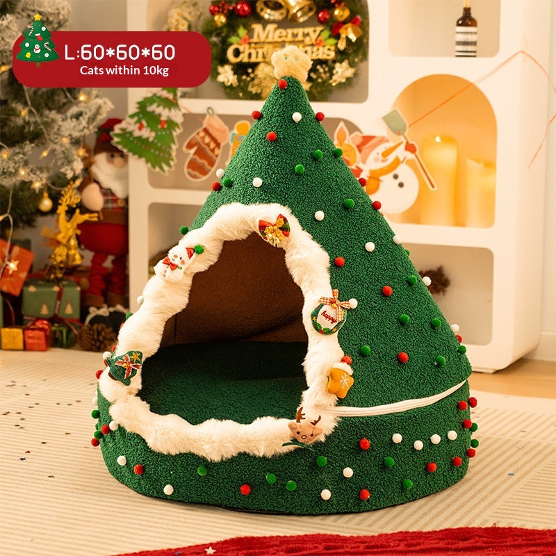 Closed And Plush Thick Christmas Cat Litter