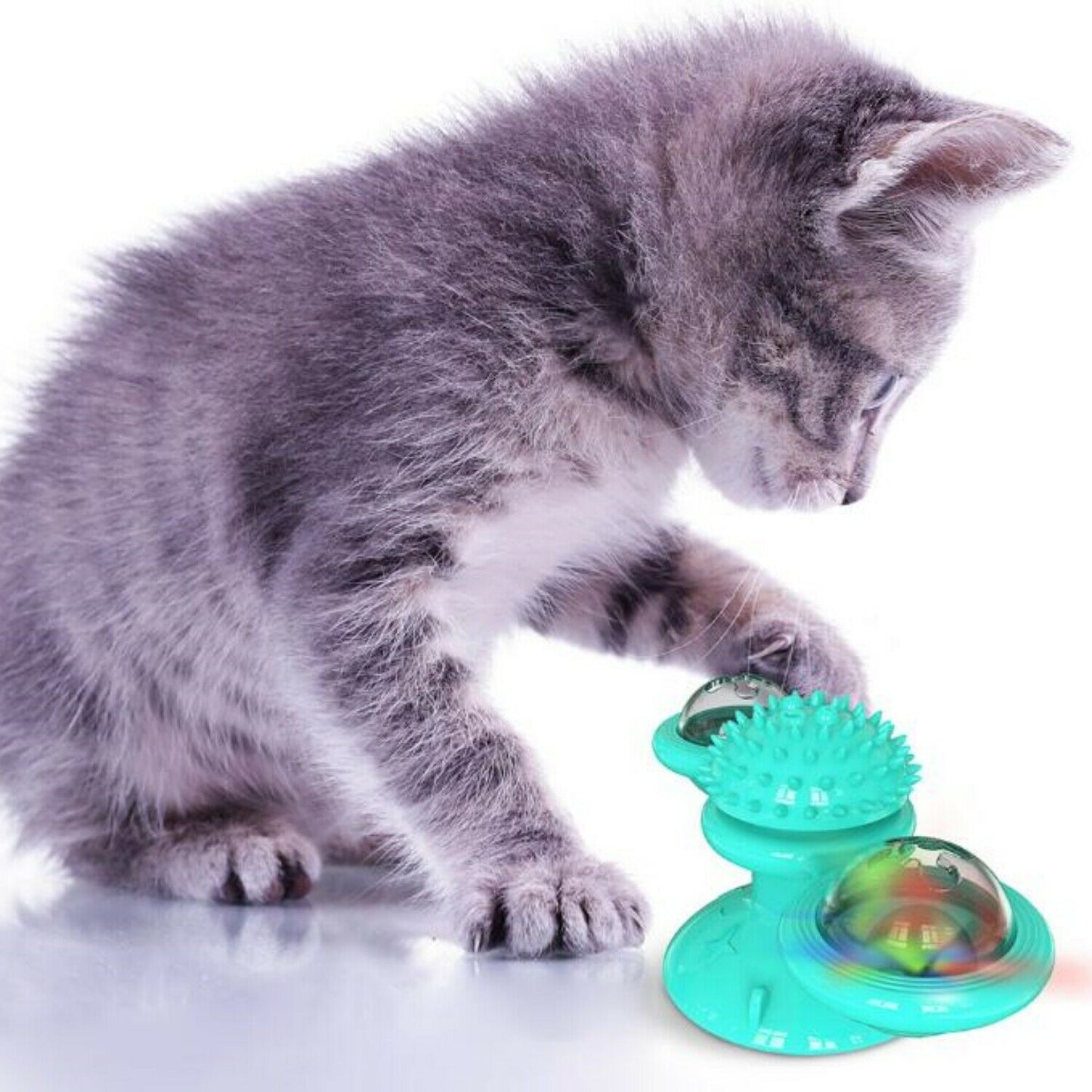 Rotating Windmill Cat Toy – Suction Cup Catnip Spinner & Dental Massager