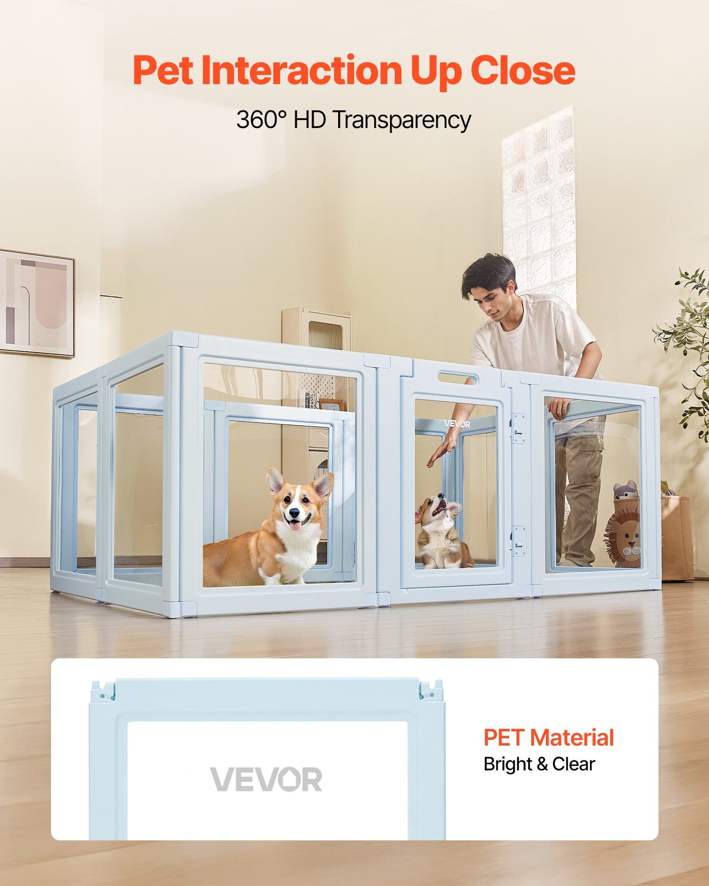 Dog Whelping Box With Window Transparent Playpen For Large Dog 76x49x30 In
