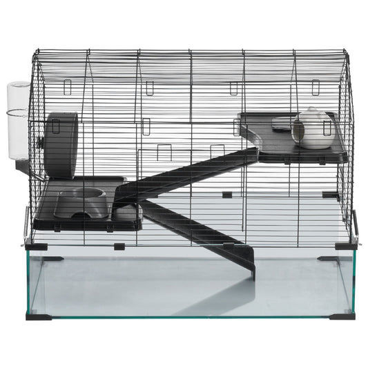 Transparent Hamster Cage – 360° Viewing Small Animal Habitat with Ventilation & Water Bottle