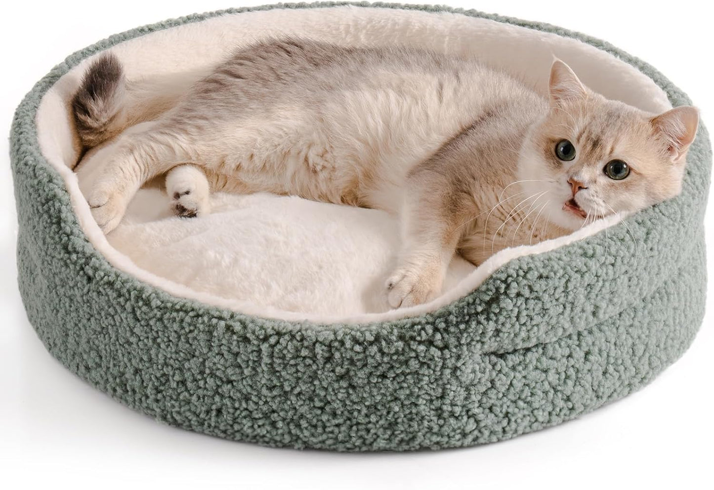 Washable Pet Bed for Cats & Small Dogs – Plush Orthopedic Round Bed (23x23 in)