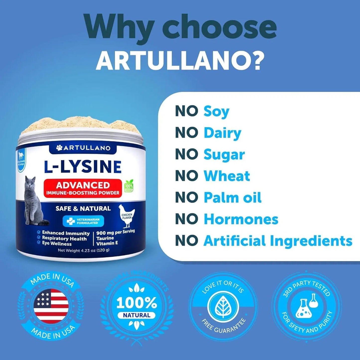 L-Lysine Powder for Cats – Immune & Respiratory Support