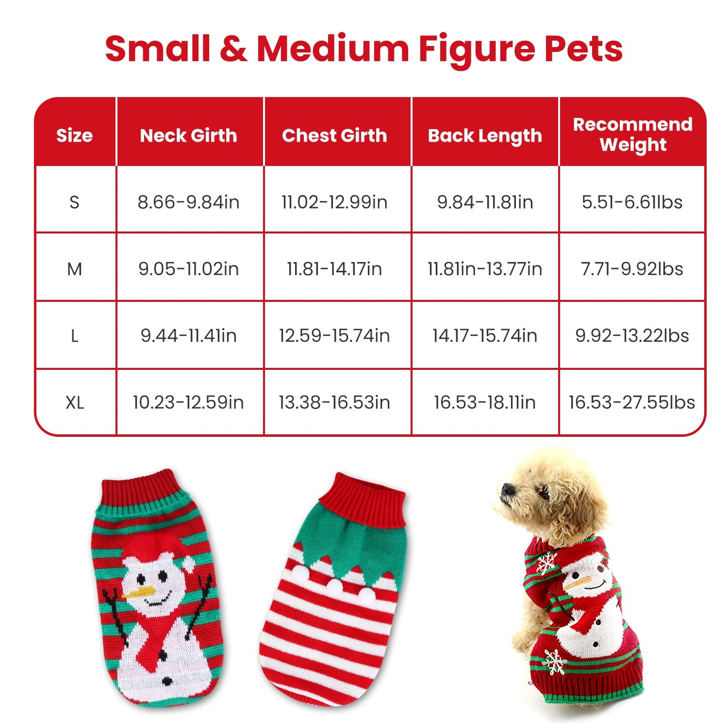 Pet Christmas Turtleneck Sweater – 2 Patterns, 4 Sizes