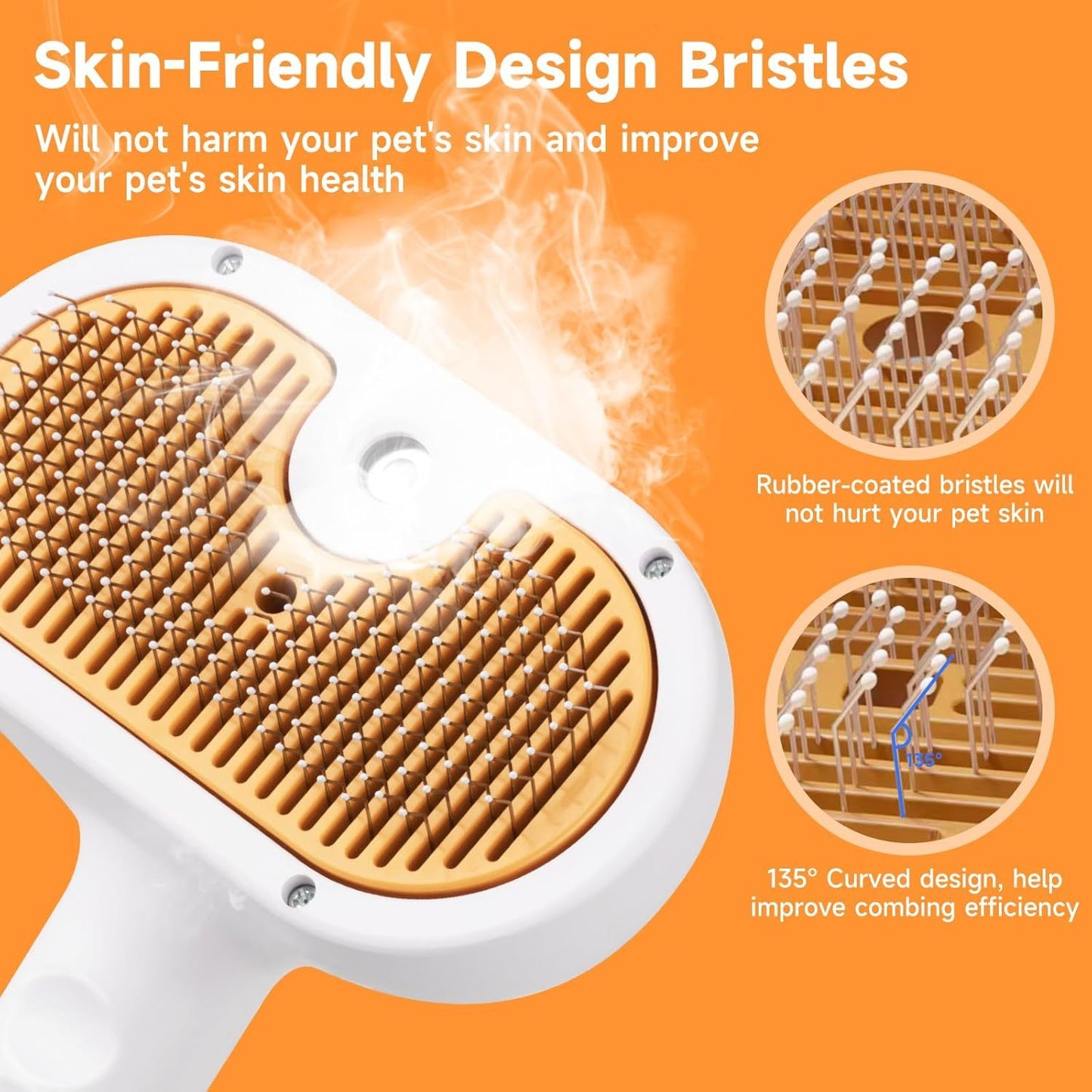 Steam Pet Brush for Cats & Dogs – 3-in-1 Grooming & Hair Removal Comb