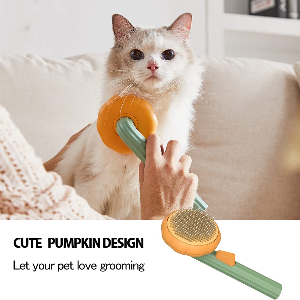 Self-Cleaning Pet Pumpkin Slicker Brush for Dogs & Cats