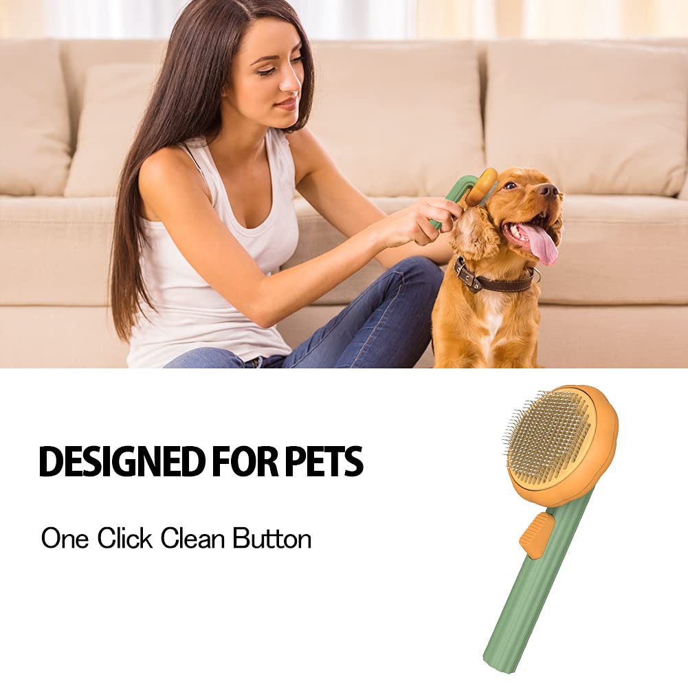 Self-Cleaning Pet Pumpkin Slicker Brush for Dogs & Cats