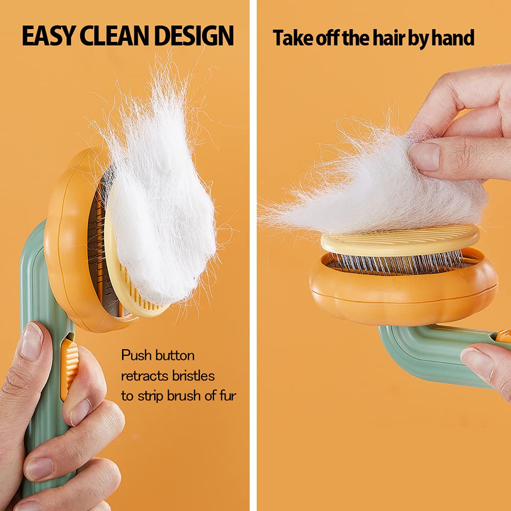 Self-Cleaning Pet Pumpkin Slicker Brush for Dogs & Cats