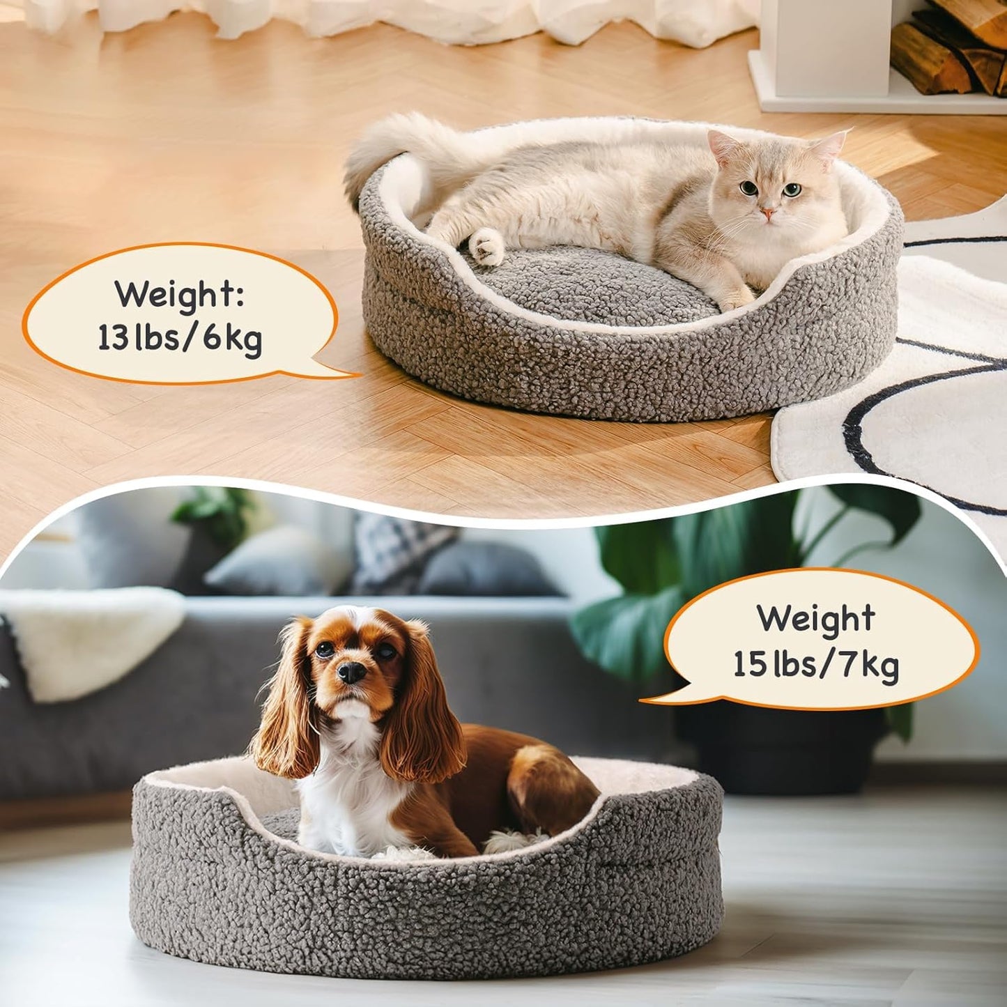 Orthopedic Washable Pet Bed for Small Dogs & Cats – Plush Round Non-Slip Bed