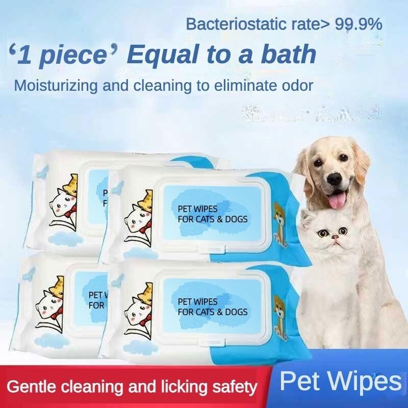 Plant-Based Pet Wet Wipes for Dogs & Cats