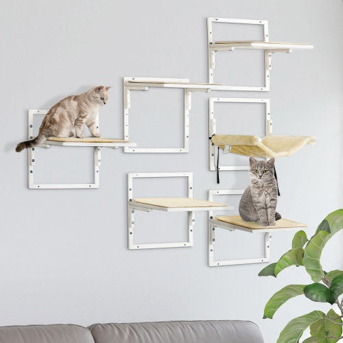 Modern Cat Wall Shelves Set (6 pcs) – Adjustable Indoor Climbing Platforms