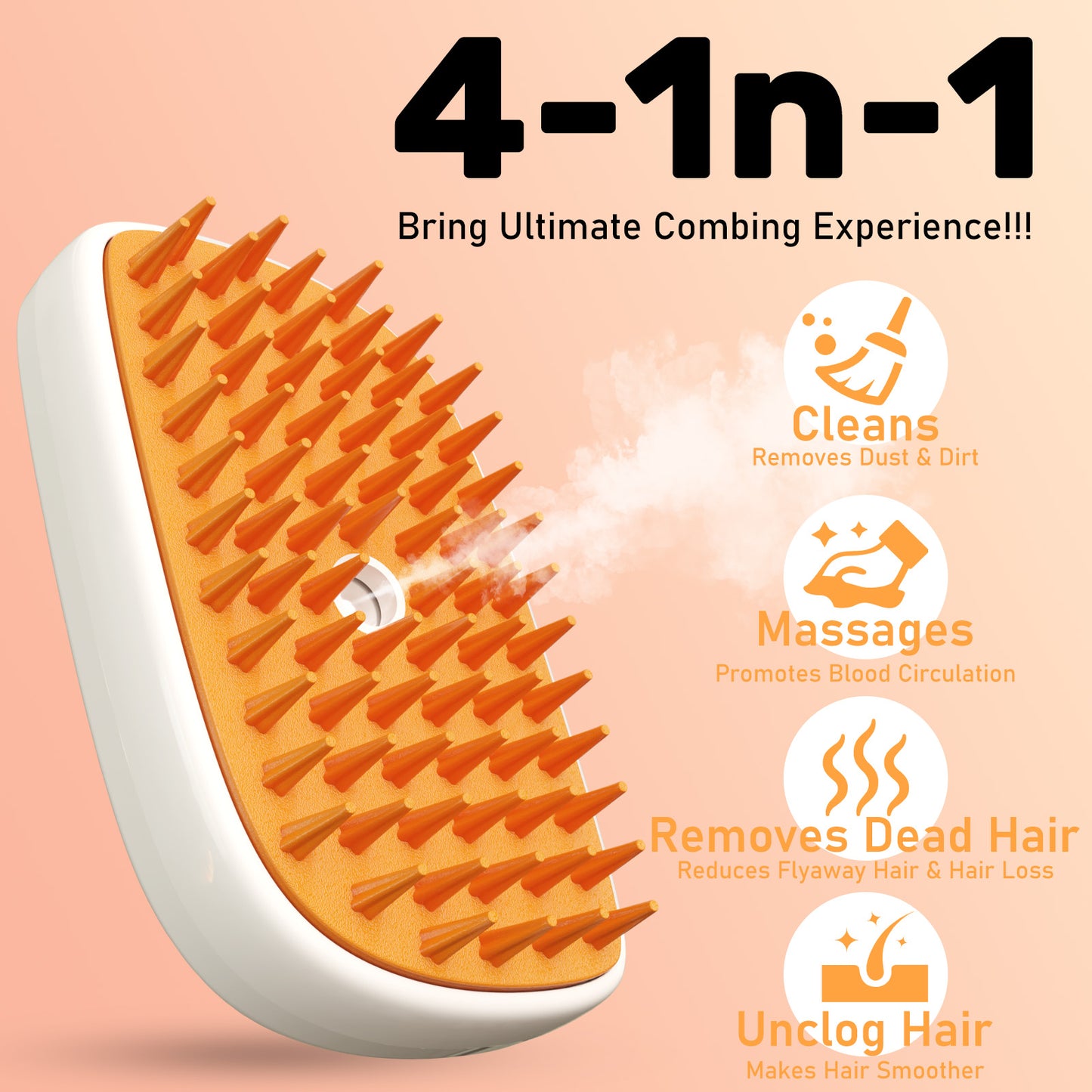 4-in-1 Steam Grooming Brush for Cats & Dogs
