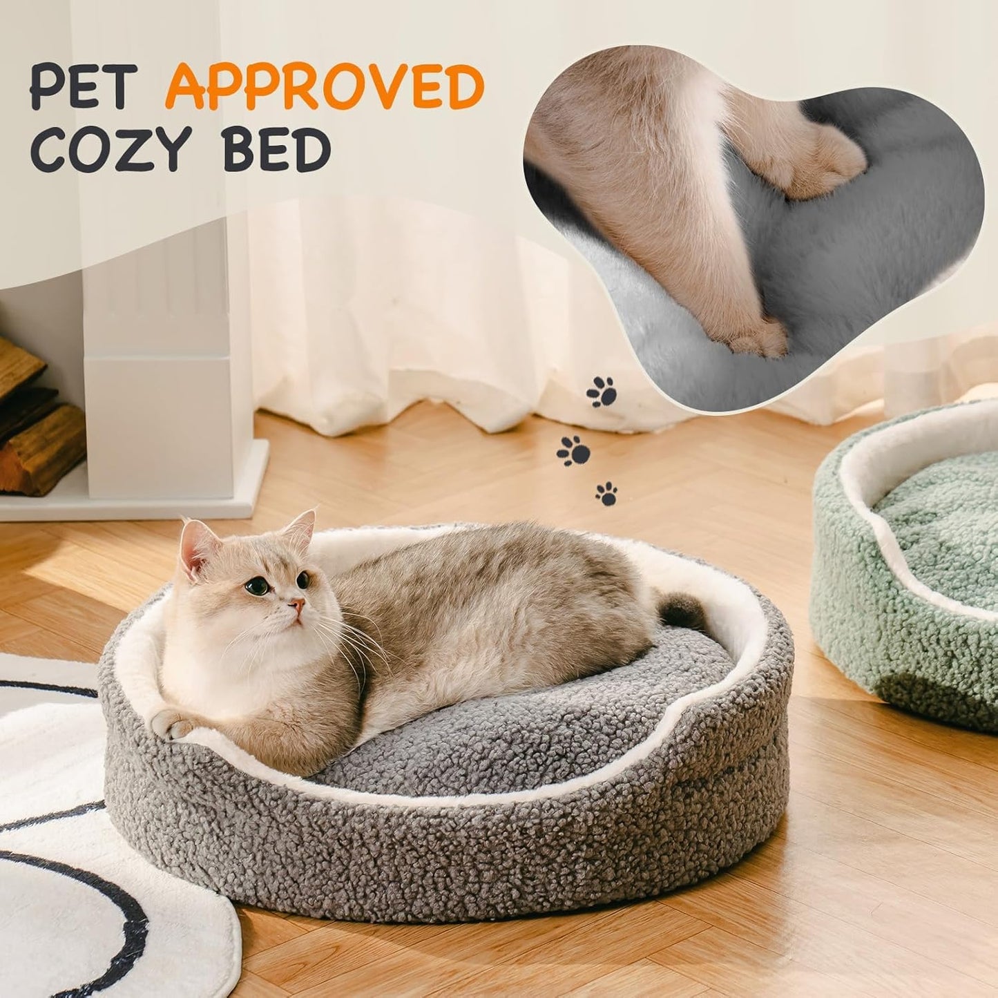 Orthopedic Washable Pet Bed for Small Dogs & Cats – Plush Round Non-Slip Bed