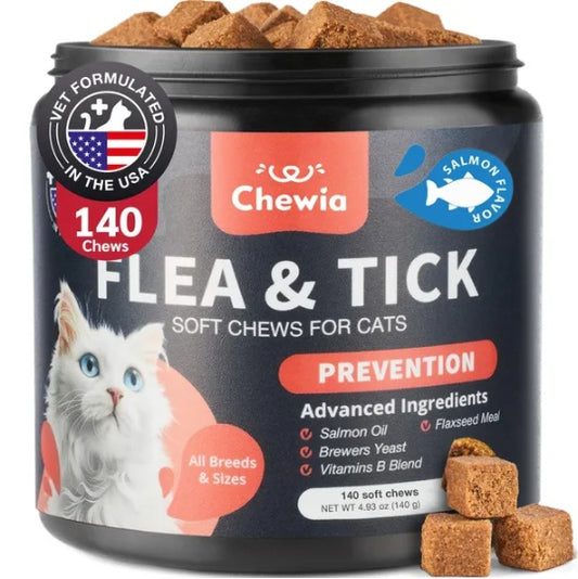 Flea Support Chews for Cats – Flea & Tick Protection (Salmon Flavor)