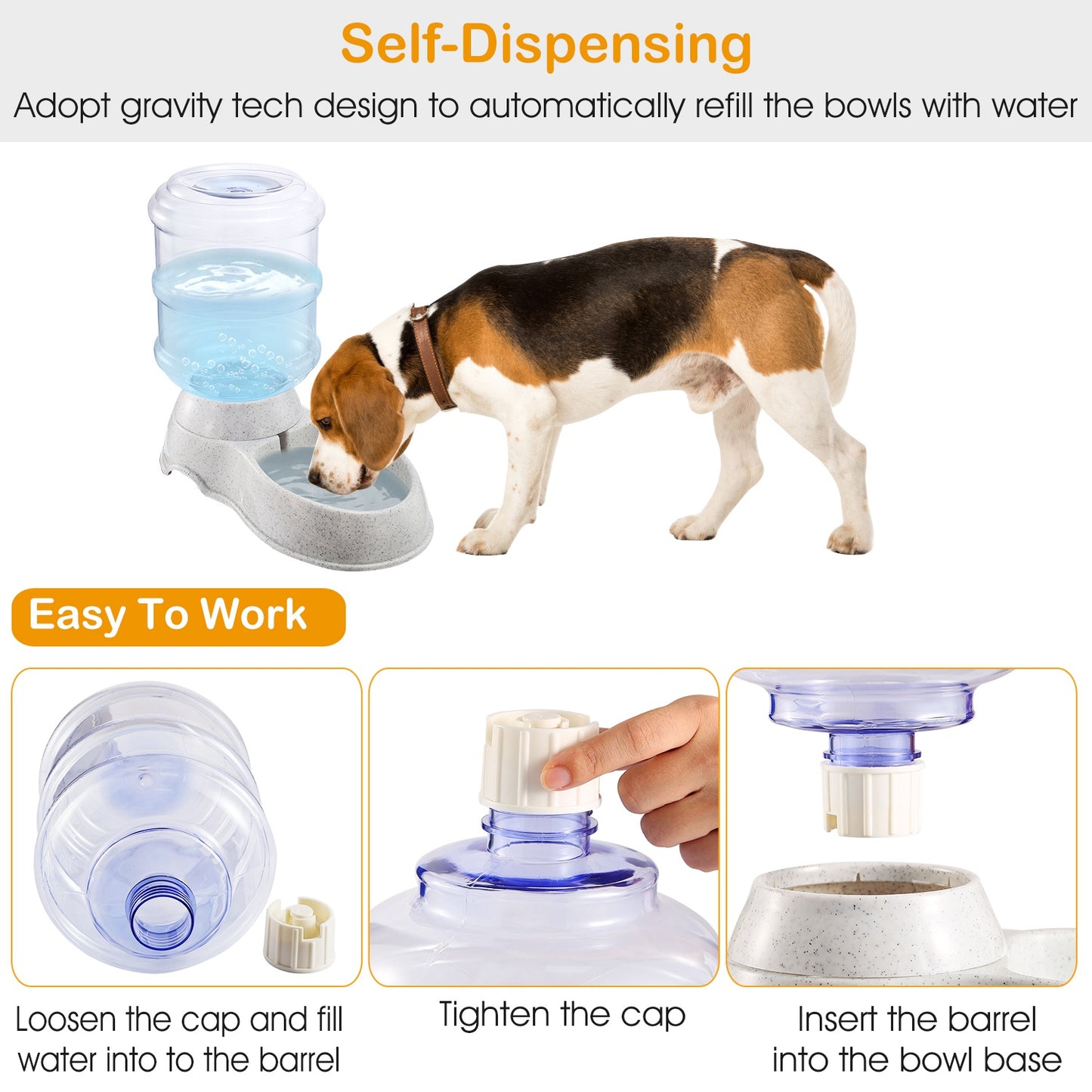Automatic gravity-fed pet water dispenser