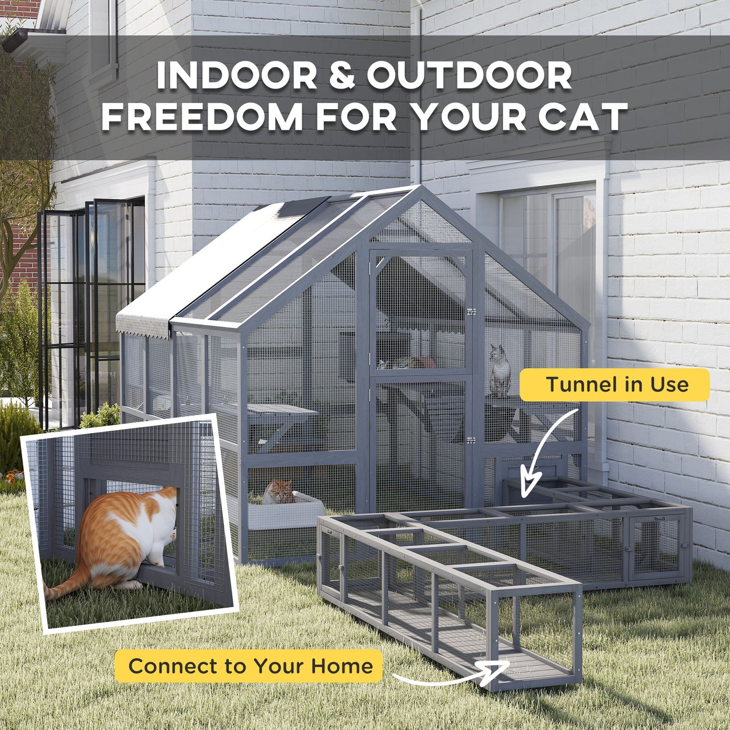 Catio Outdoor Cat Enclosure with Waterproof Cover