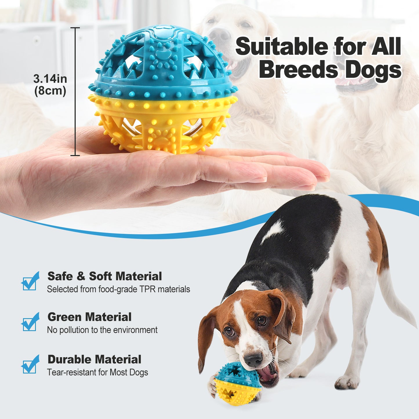 Interactive Dog Treat Ball – Squeaky Dental Chew & Training Toy