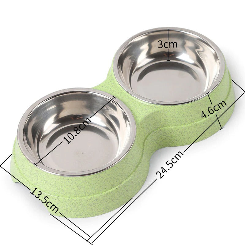 Double Stainless Steel Pet Bowls for Food & Water