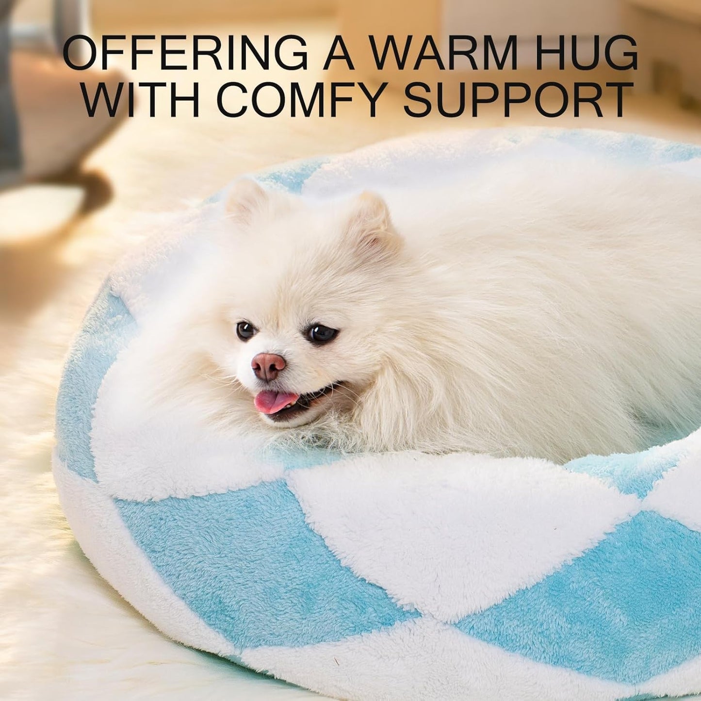 Donut Plush Cat Bed – Washable Calming Pet Bed