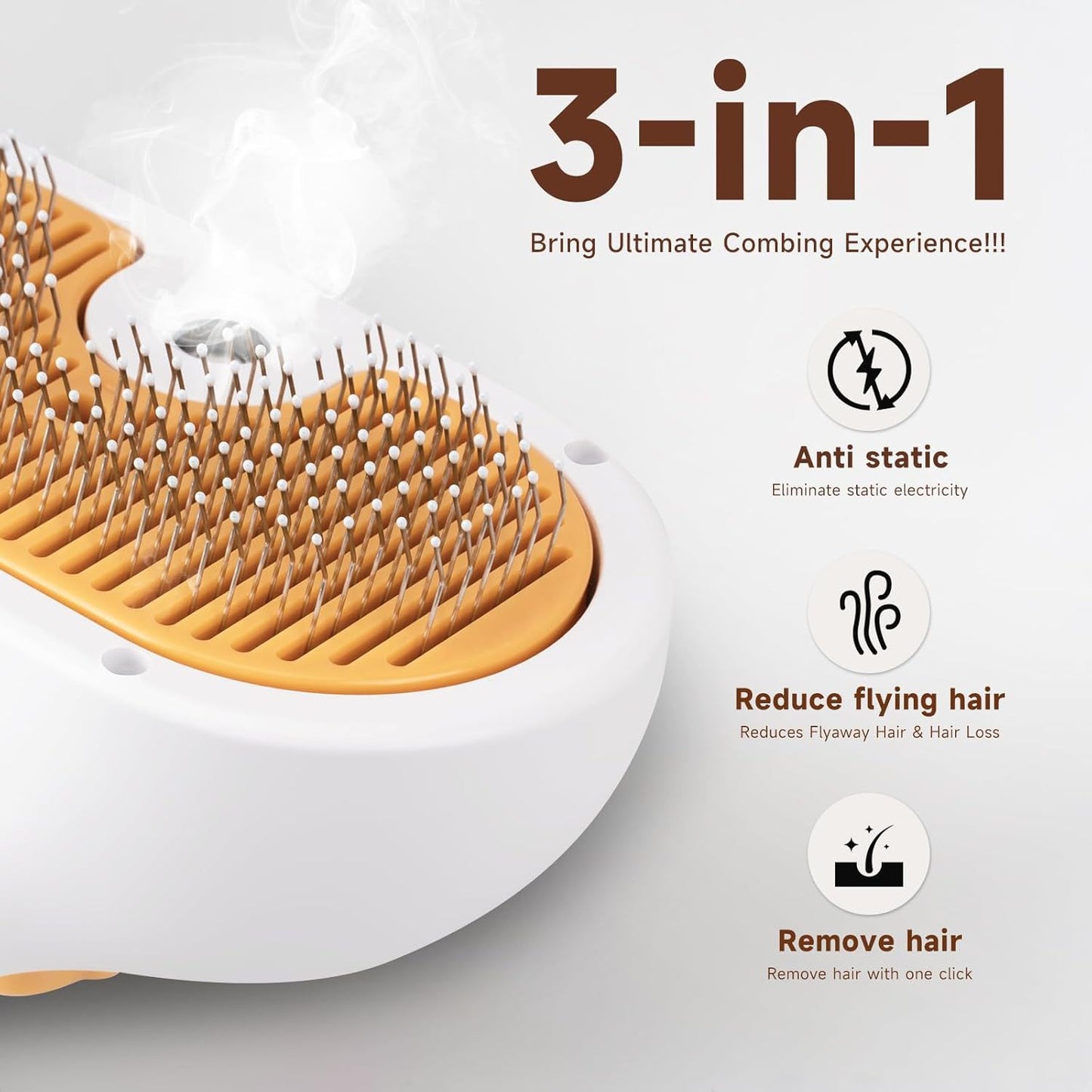 Steam Pet Brush for Cats & Dogs – 3-in-1 Grooming & Hair Removal Comb