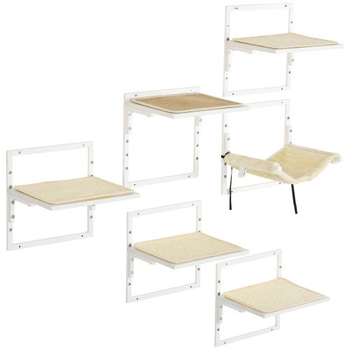 Modern Cat Wall Shelves Set (6 pcs) – Adjustable Indoor Climbing Platforms