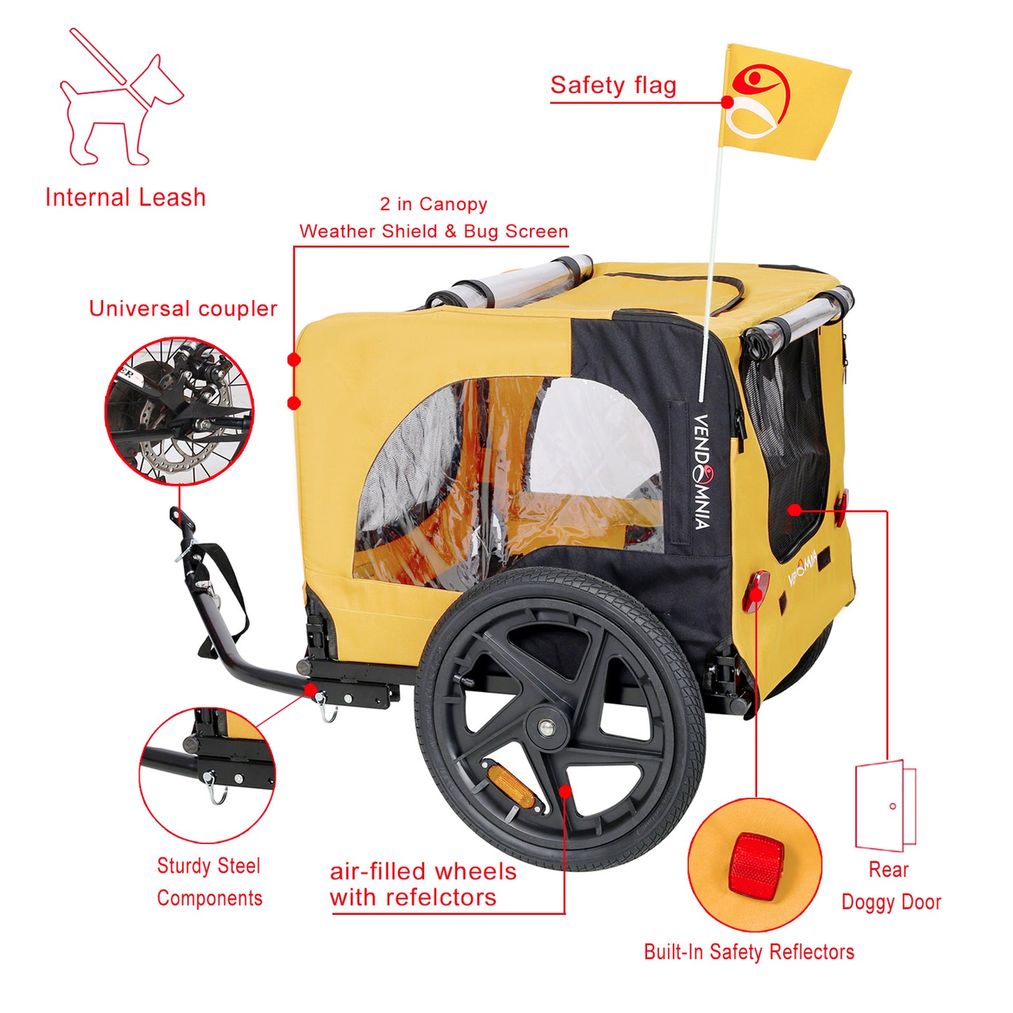 Heavy-Duty Foldable Pet Stroller with Bike Tow