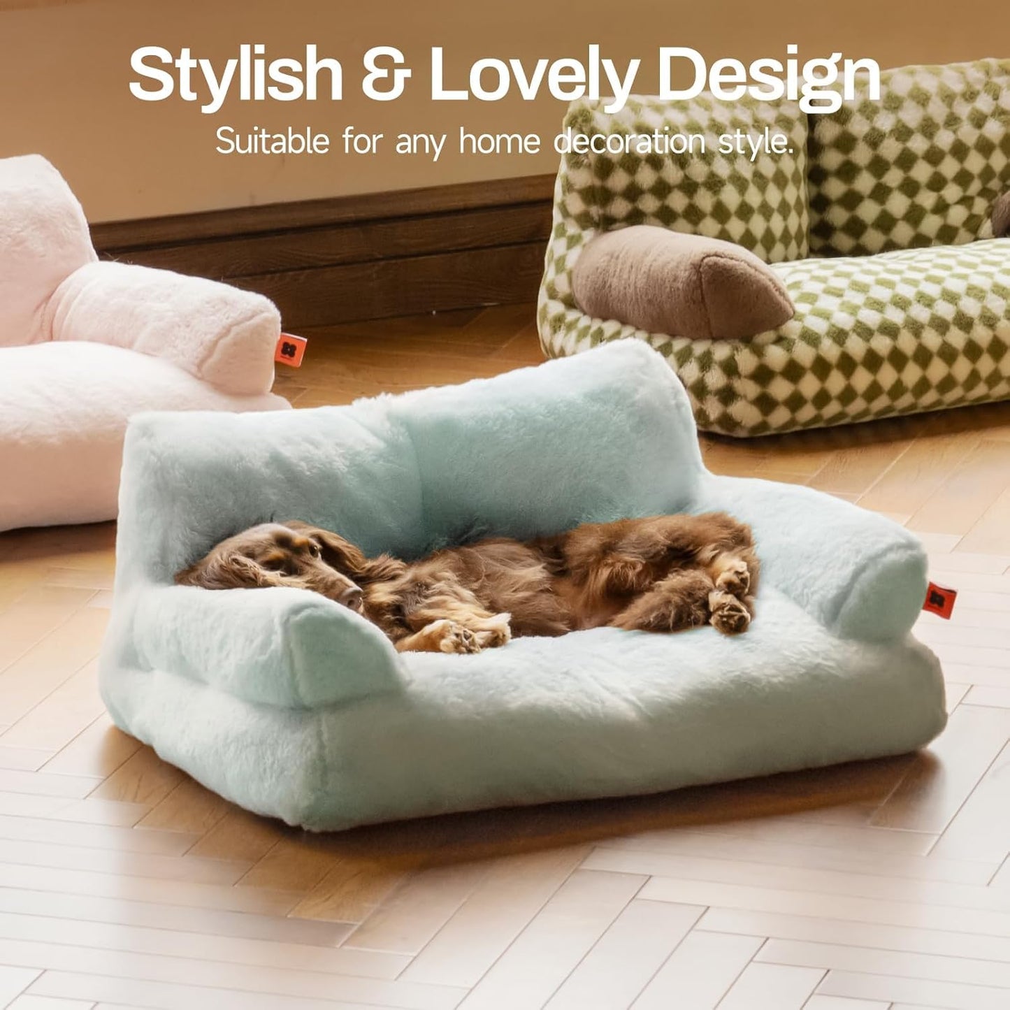 Plush Cat Bed – Washable Indoor Pet Couch with Non-Slip Bottom