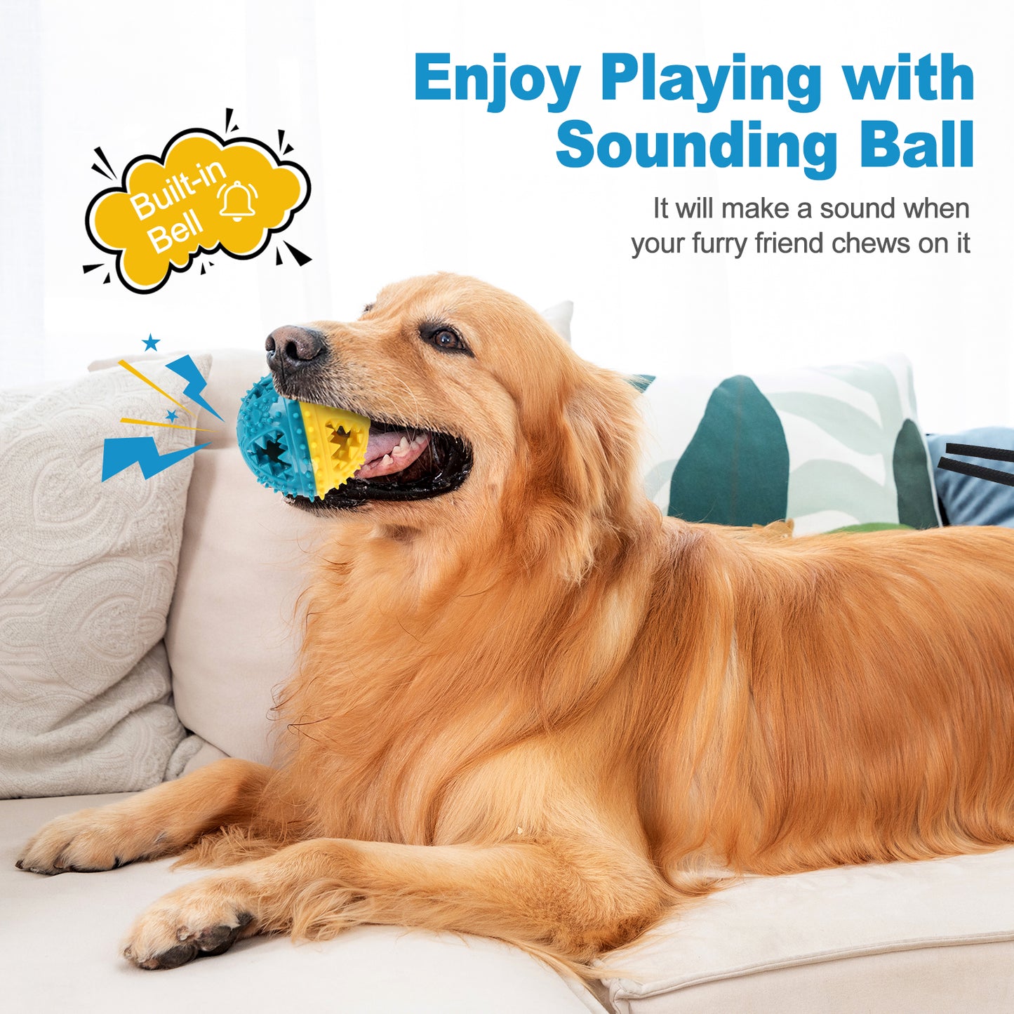Interactive Dog Treat Ball – Squeaky Dental Chew & Training Toy
