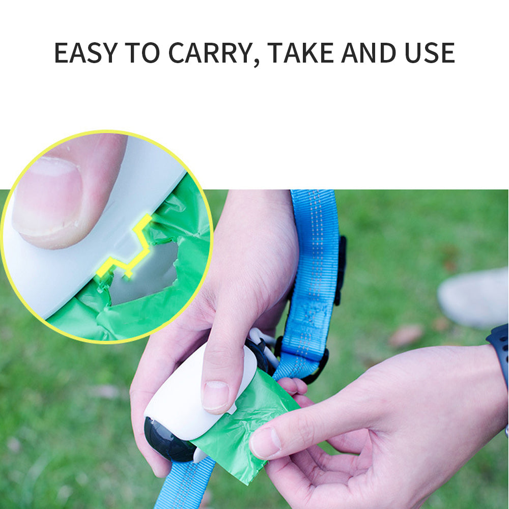 Dog Poop Bag Holder & Dispenser with Leash Attachment