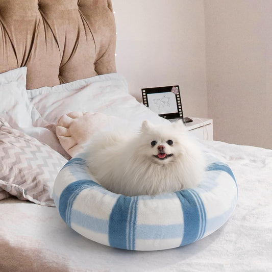 Plush Round Calming Cat Bed – Washable Non-Slip Pet Bed