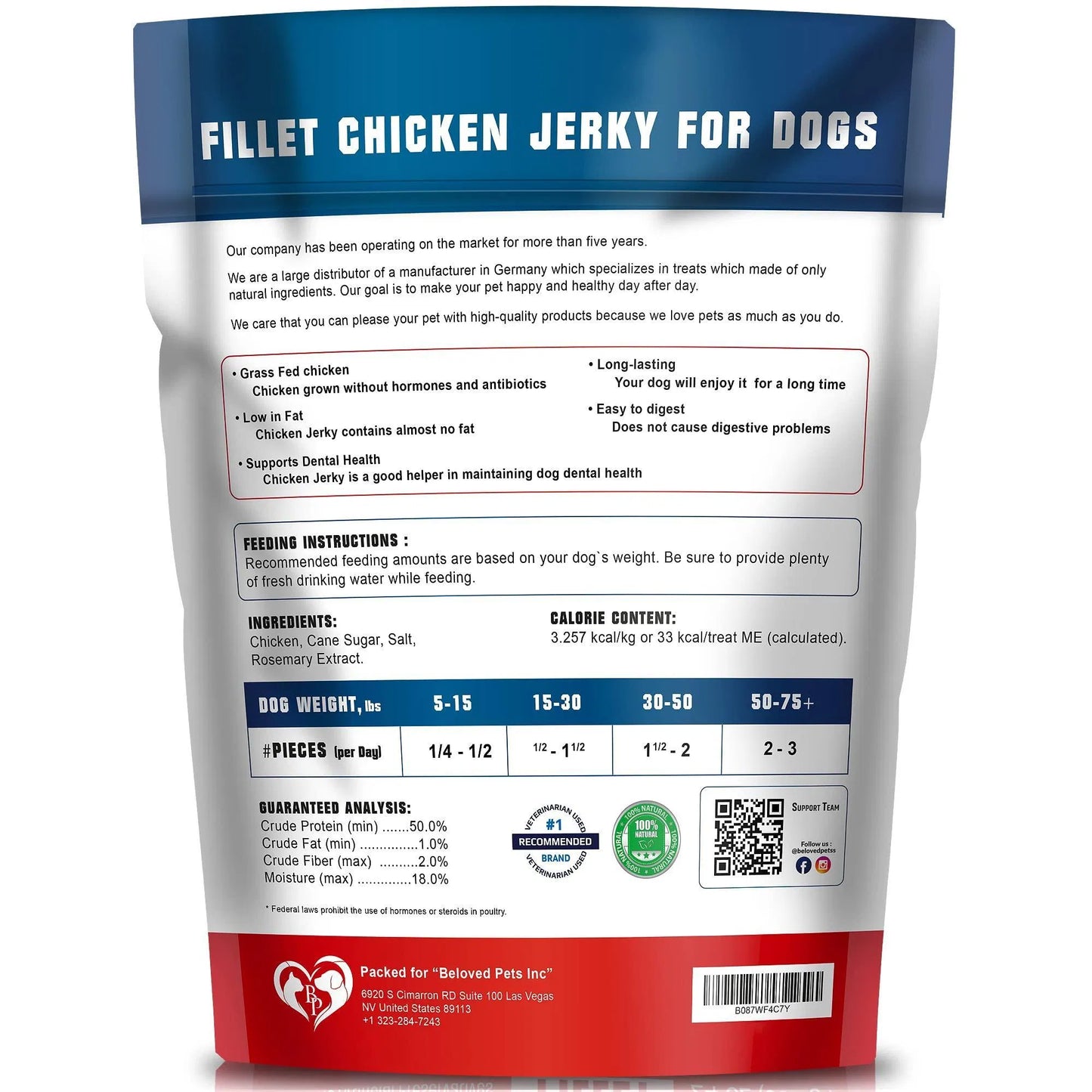 Chicken Jerky Dog Treats – High-Protein, Grain-Free Training Chews (1.5 lb)