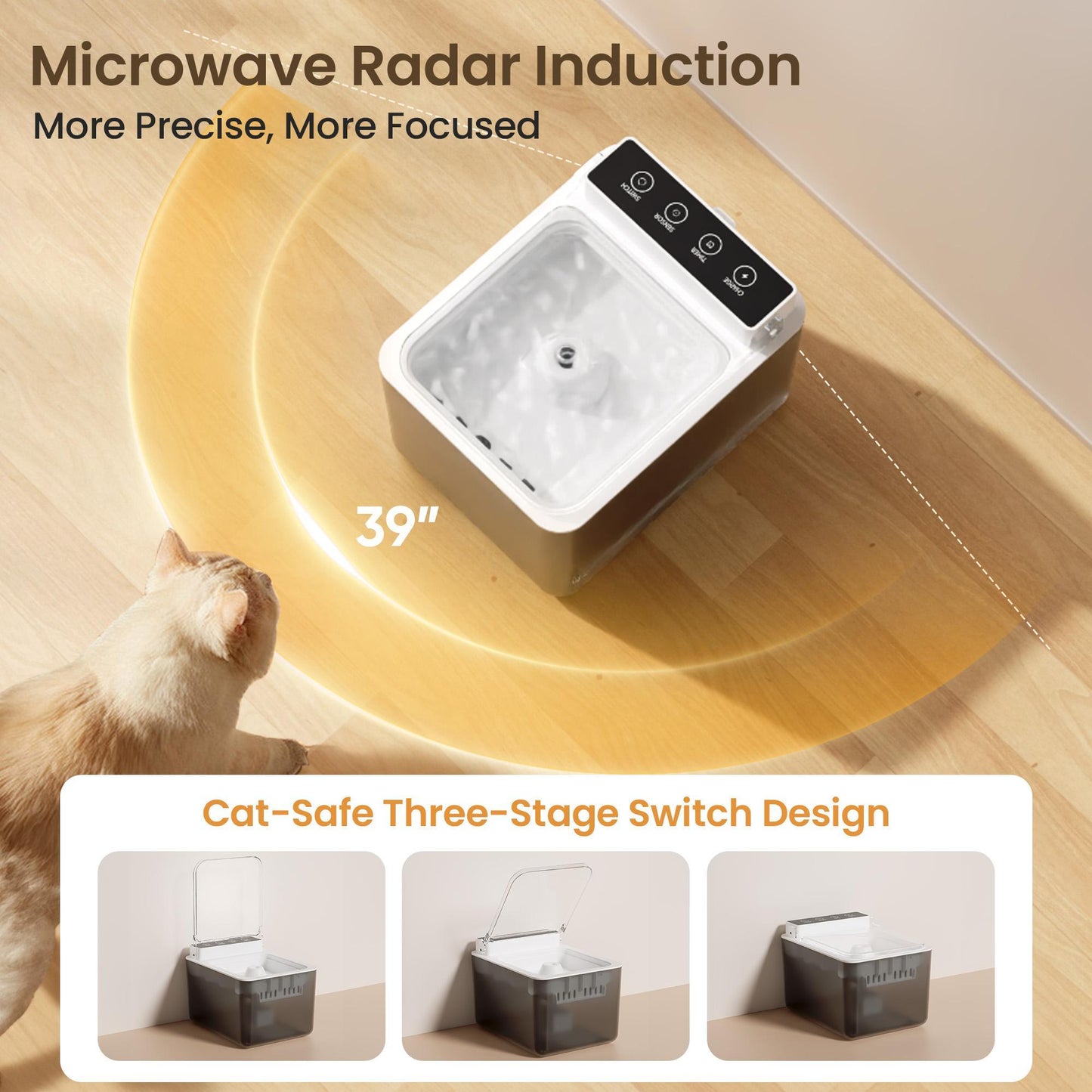 Wired Automatic Pet Water Fountain with Motion Sensor