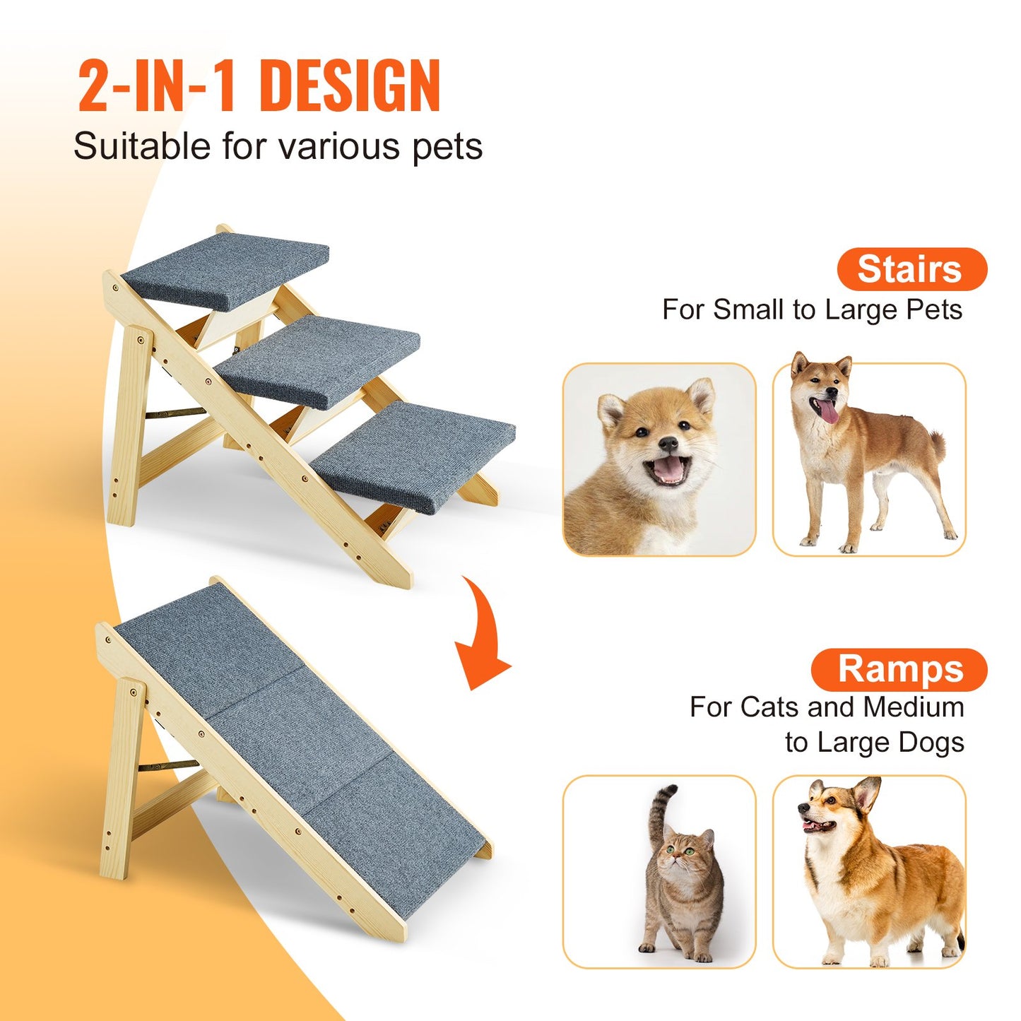 Foldable Wooden Pet Stairs