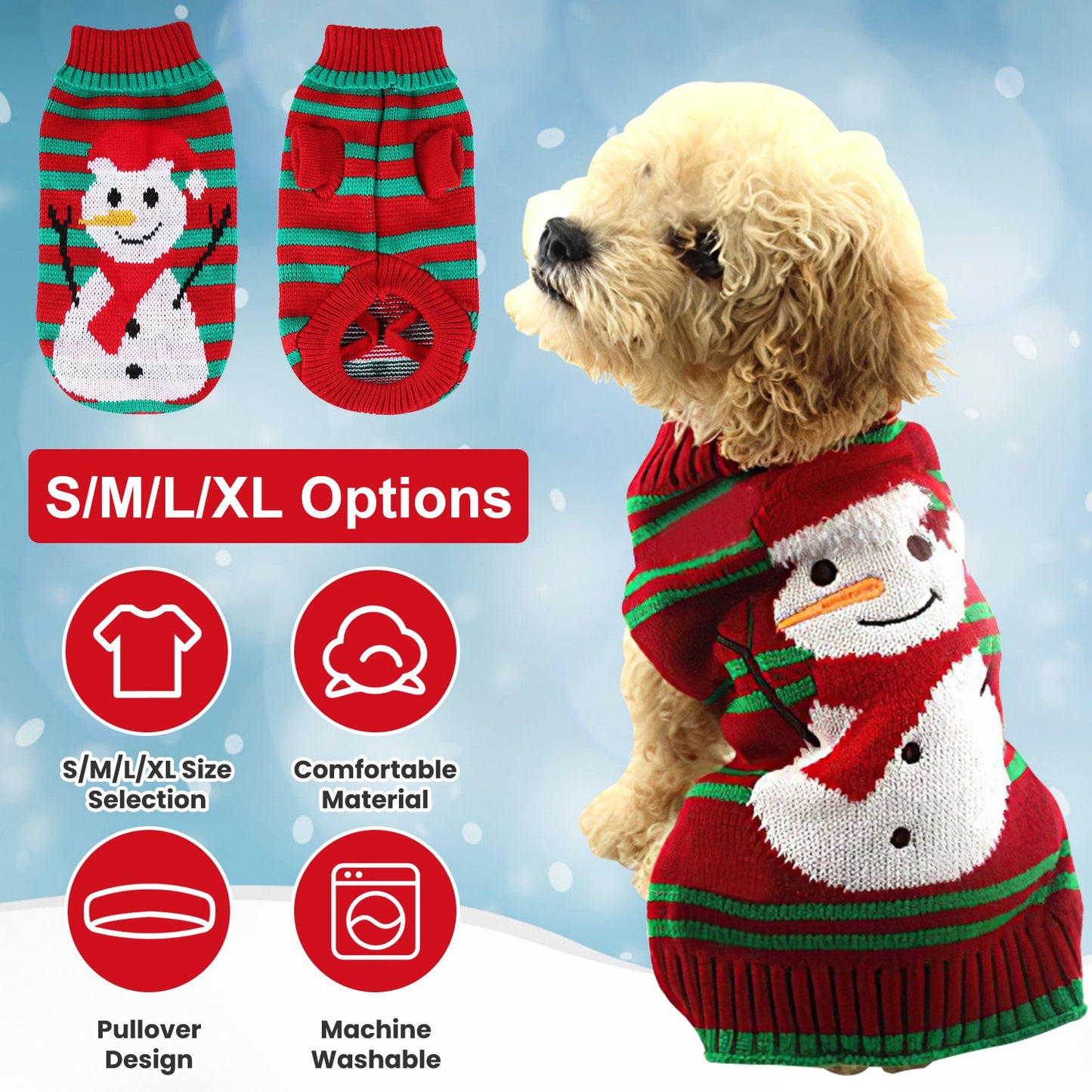 Pet Christmas Turtleneck Sweater – 2 Patterns, 4 Sizes