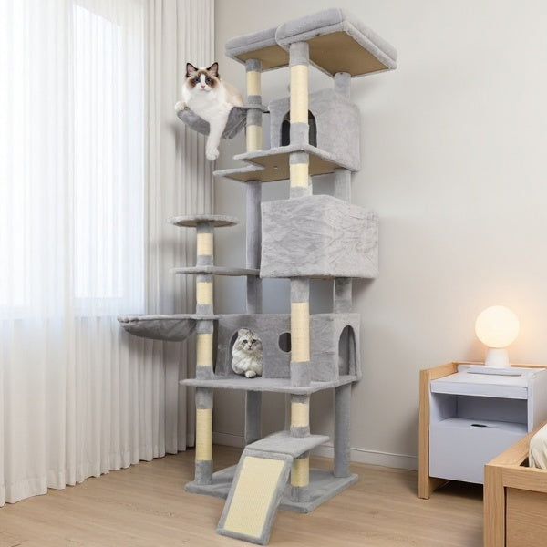 Cat Tree with condos, sisal scratchers, hammocks, and perches 84.6”