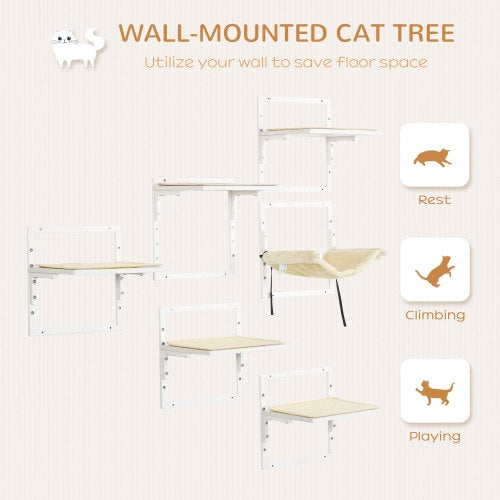 Modern Cat Wall Shelves Set (6 pcs) – Adjustable Indoor Climbing Platforms