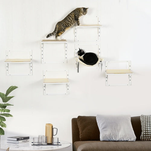 Modern Cat Wall Shelves Set (6 pcs) – Adjustable Indoor Climbing Platforms
