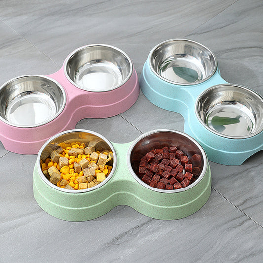 Double Stainless Steel Pet Bowls for Food & Water
