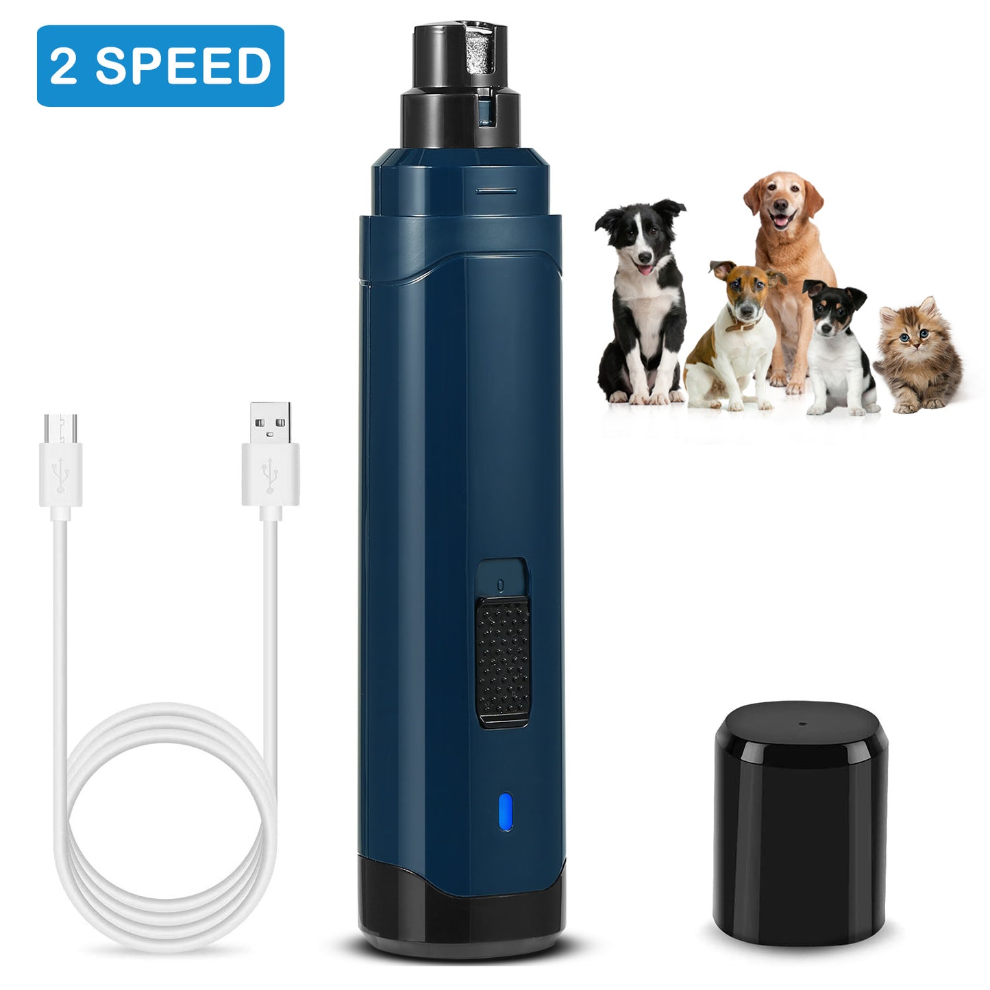 Two-speed electric pets nail trimmer