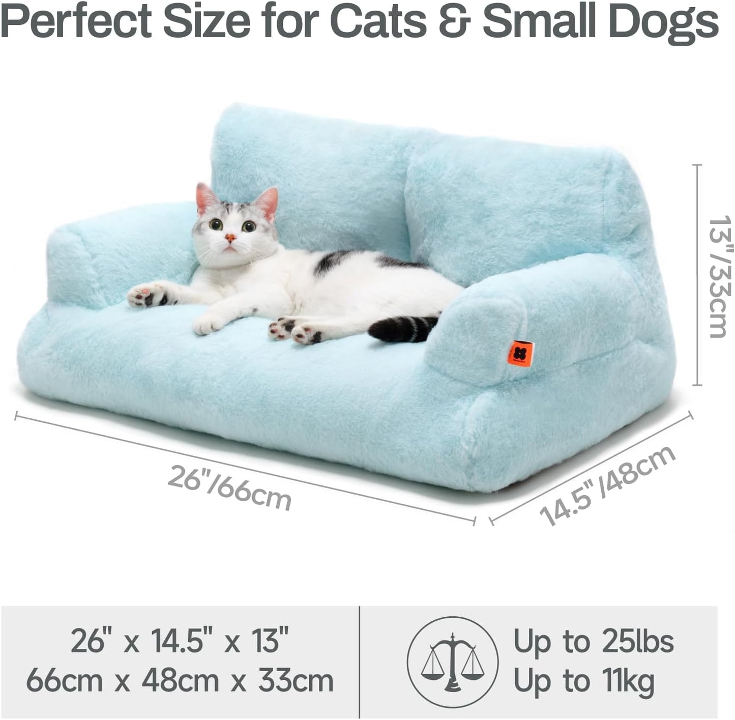 Plush Cat Bed – Washable Indoor Pet Couch with Non-Slip Bottom