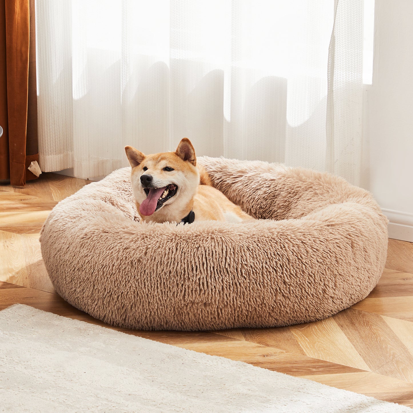 Anti-Slip Fluffy Round Cat Bed