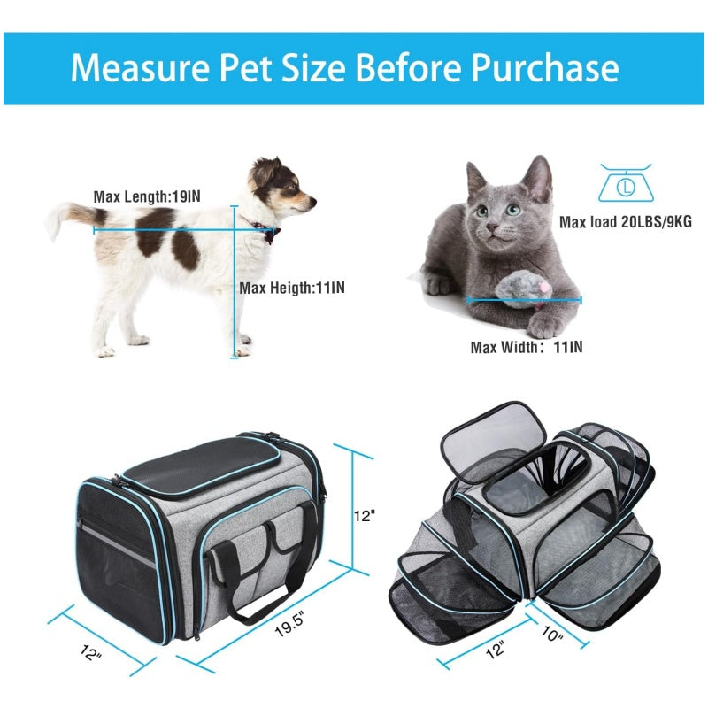 Expandable Soft Pet Carrier – TSA Approved Travel Bag