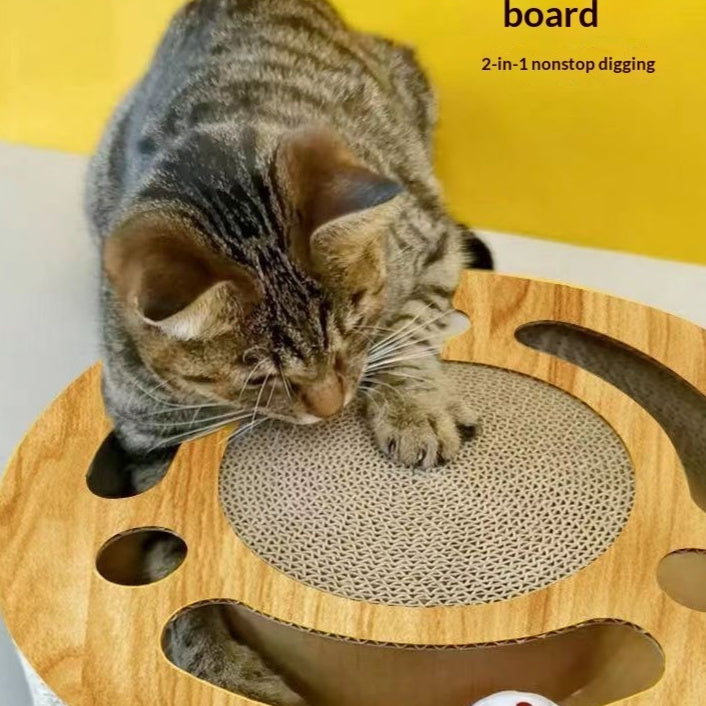 Grab And Play 2-in-1 Treasure Cat Round Scratch Pad Toy
