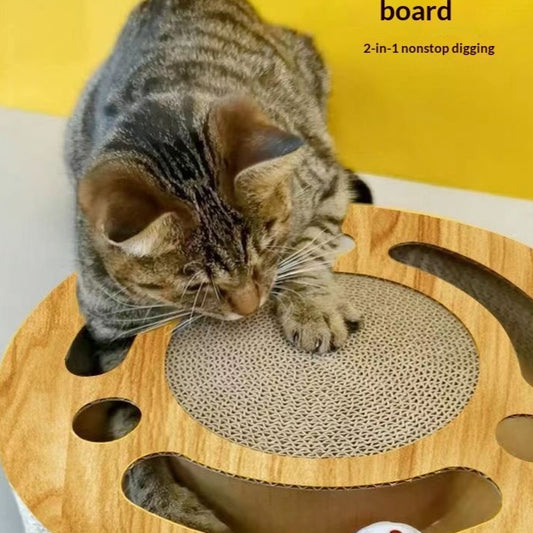Grab And Play 2-in-1 Treasure Cat Round Scratch Pad Toy