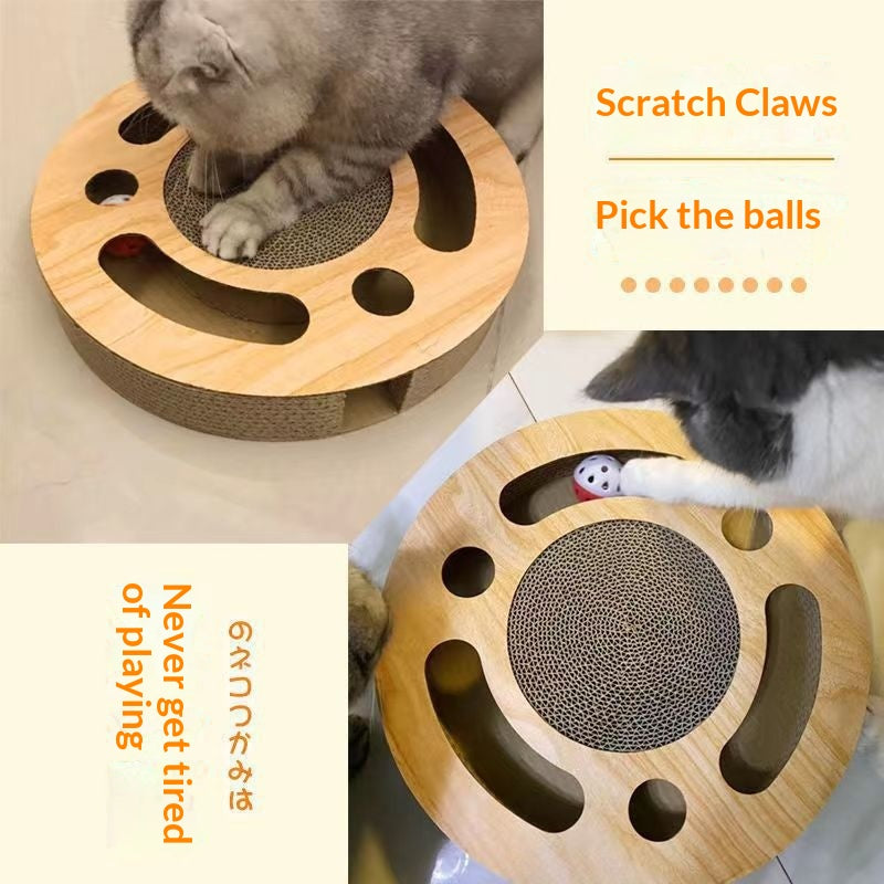 Grab And Play 2-in-1 Treasure Cat Round Scratch Pad Toy