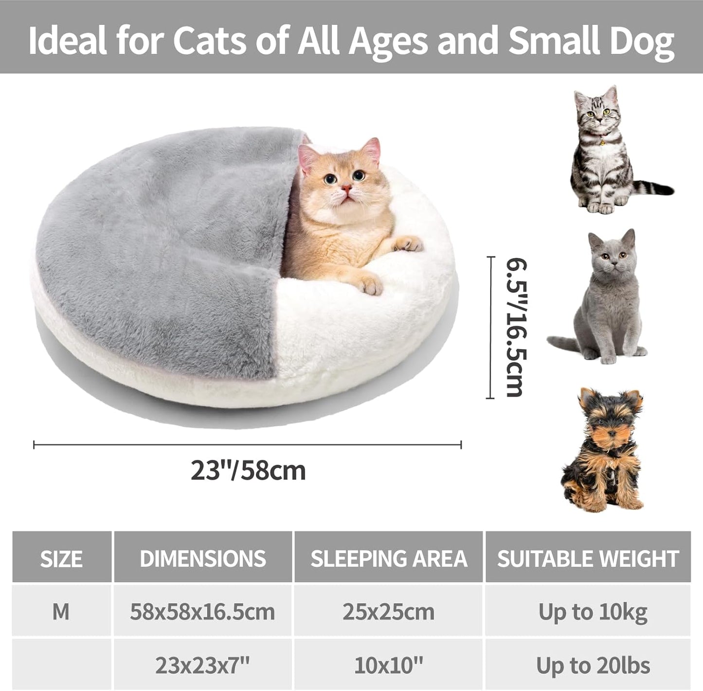 Enclosed Cat Bed Cave – Washable Pet Bed with Blanket & Non-Slip Base