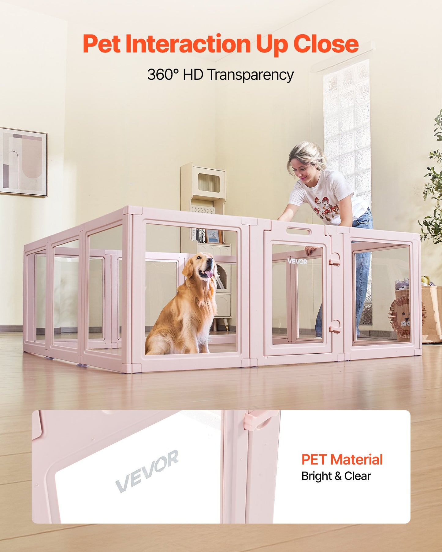 Dog Whelping Box With Window Transparent Playpen For X-Large Dog 60x59x23 In