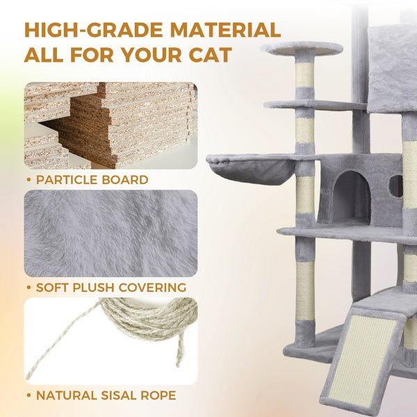 Cat Tree with condos, sisal scratchers, hammocks, and perches 84.6”