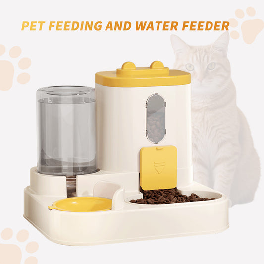 Fully automatic 2-in-1 cat feeder with integrated food and water dispenser