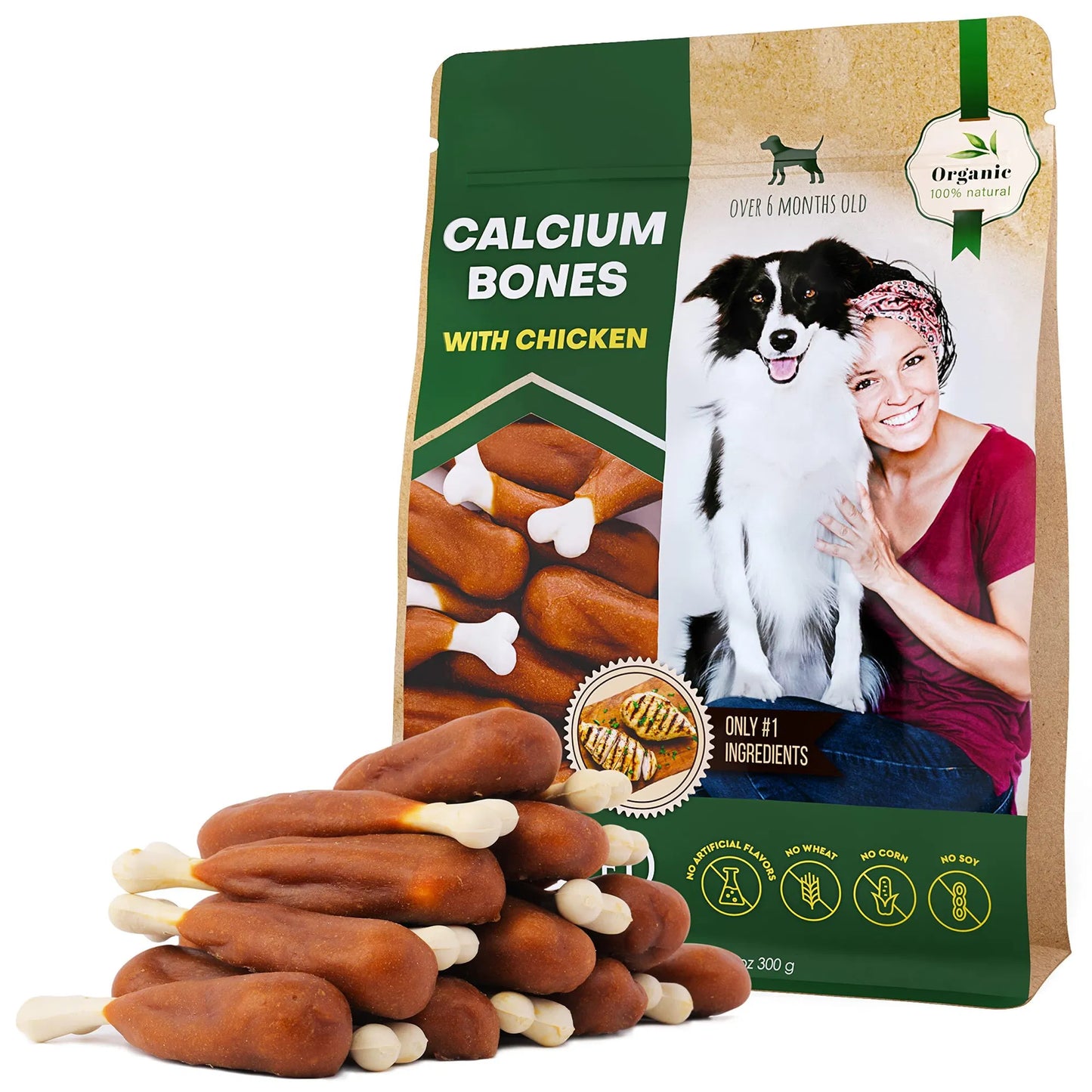 Chicken-Wrapped Calcium Chew Bones for Dogs – Grain-Free Training Treats