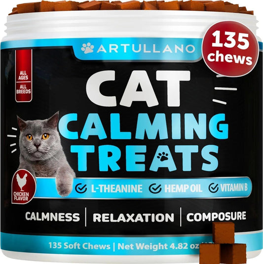 Hemp Calming Treats for Cats – Stress & Anxiety Relief Chews with Melatonin